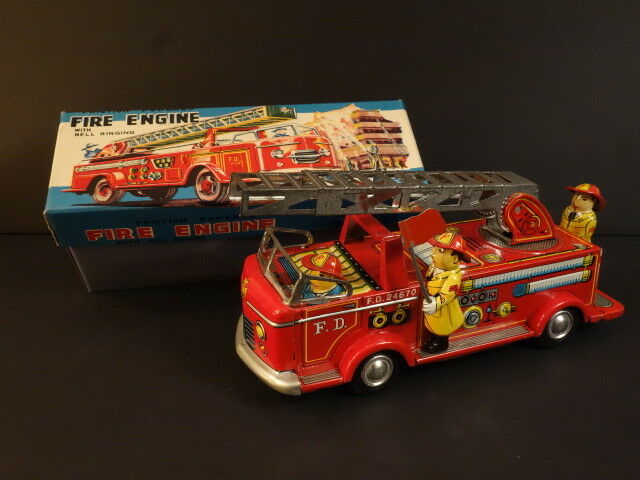 ALL ORIGINAL NOMURA Fire Engine Truck Friction Mint + Box 1958 Japan (#1)