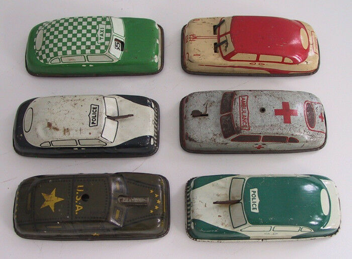 Lot of 6 ARGO Tinplate Small Toy Cars Tin Litho Japan