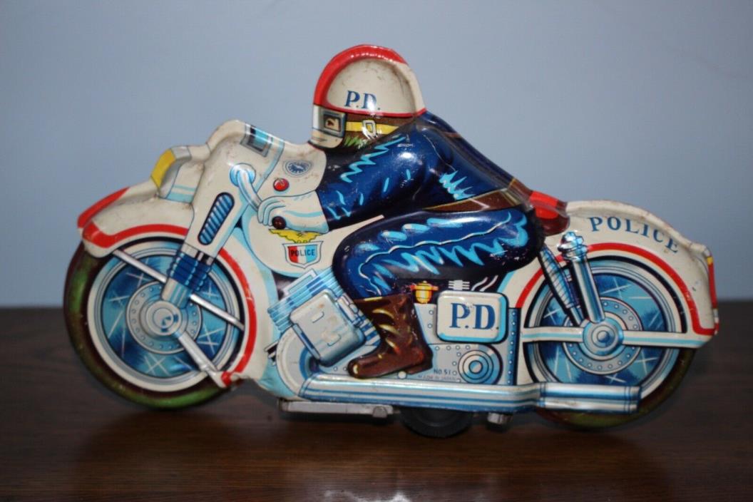 Vtg 1950s ST POLICE DEPARTMENT Motorcycle Friction Tin Litho Toy