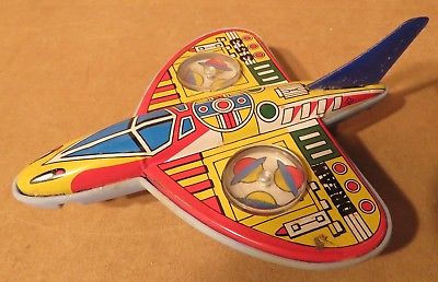 Vintage Tin & Plastic Dream 353 Airplane With Friction Rotating Planets/S2 Japan