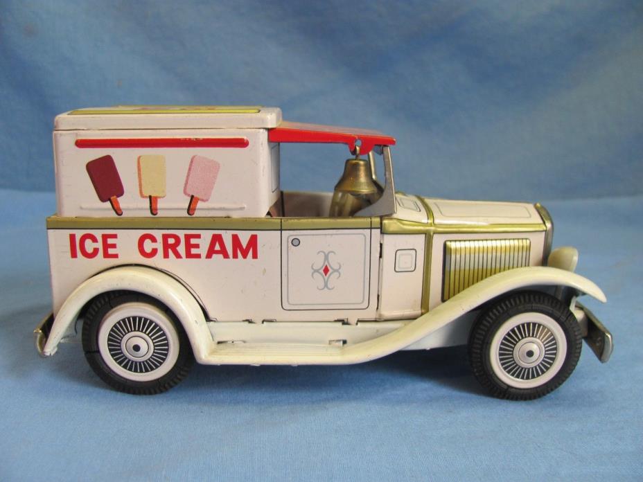 Vintage Bandai Tin Friction Ice Cream Delivery Truck Japan