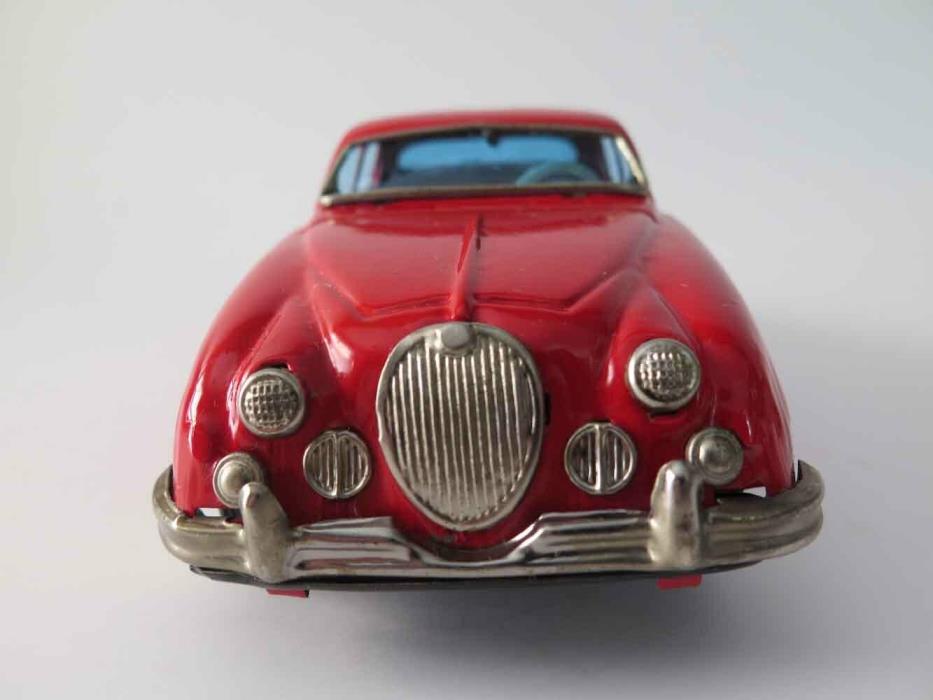 Vintage Japanese Red JAGUAR 3.4  Tin Car Toy