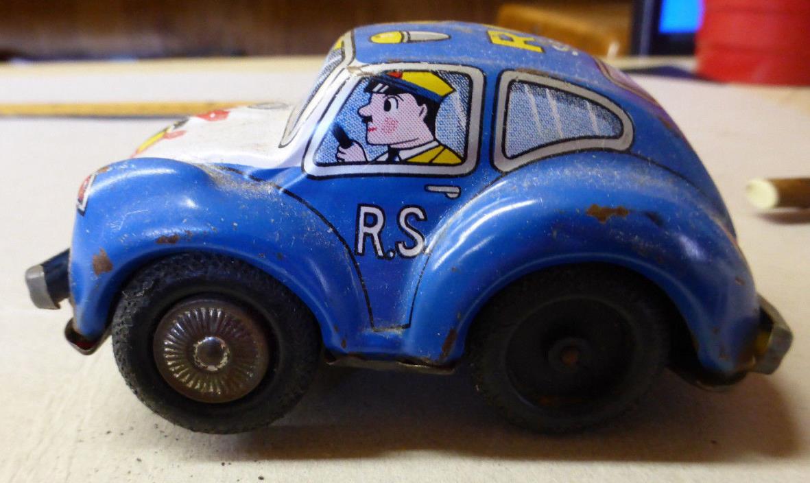 Vtg Friction Tin VW Bug Beetle Road Service Car Litho Endoh Japan Volkswagon
