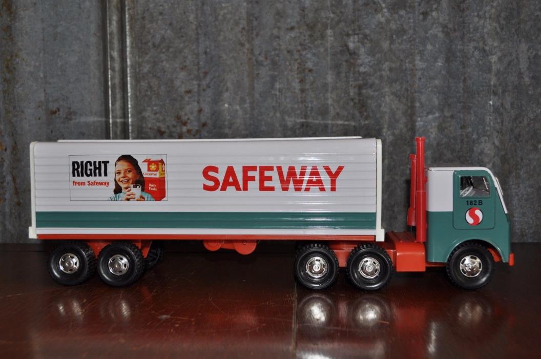 Vintage Safeway Grocery Tin Litho Tractor Trailer - Mint in Box - Japan - Rosko?