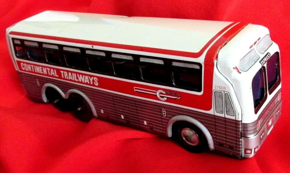 Vintage Express Tin Continental Trailways Silver Eagle Toy Bus Made in Japan