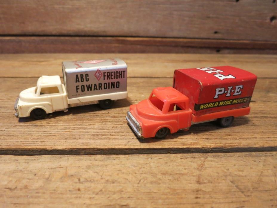 Vintage 1960’s Tin Plastic Pressed Steel P.I.E. & ABC Trucks Made In Japan Toys