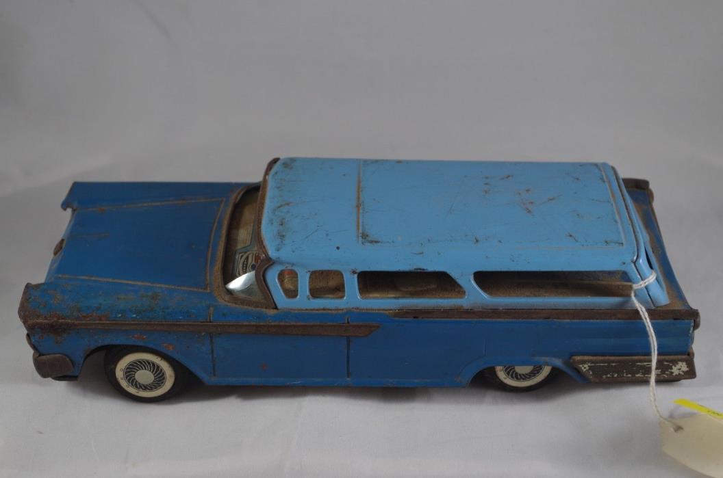 Rare Vintage Tin Friction Yonezawa 1959 Ford 2-Door Station Wagon Car Japan -10