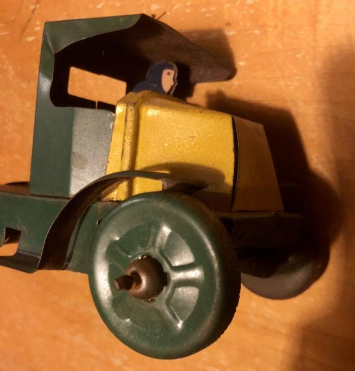 Vintage Tin Toy Truck Driver: Flat Bed Dump Tractor Trailer Body Gas Oil Tanker