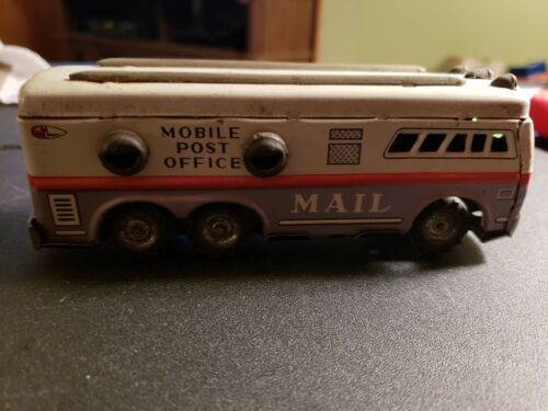 Lin Mar Toys Friction Tin Mobile Post Office Mail Bus Vehicle