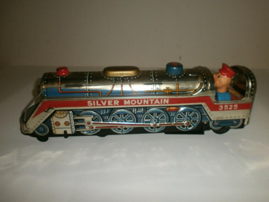 Vintage TM Mod Toy Japan Battery Op Tin SILVER MOUNTAIN 3525 Working Train
