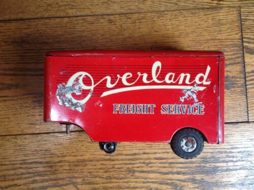 Vintage Tin Litho Overland Freight Service Trailer Truck