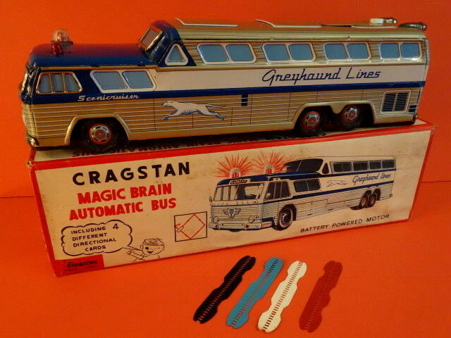 ALL ORIGINAL I.Y.METAL TOYS Greyhound 16'' Bus 4 Automatic Route + Box 1957