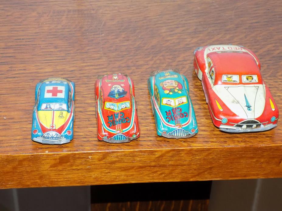 4 Tin Japan 1953 Toy Cars