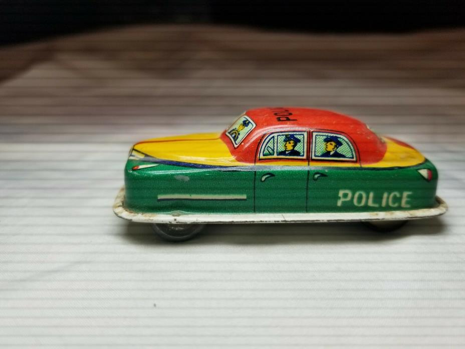 Vintage 1954 TIN LITHO FRICTION Motor - Police Car - Rare 1954!  Made in Japan
