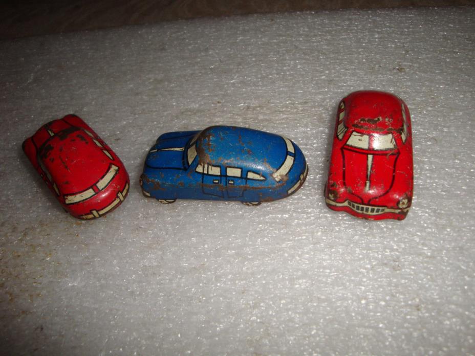 Vintage Pressed Tin Toy Cars- Lot of 3