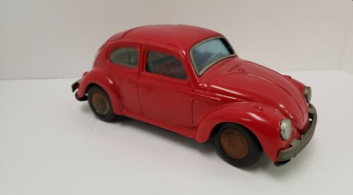 WORKING Vintage 60's Tin Japan Toytown Volkswagen VW Beetle Battery Operated Car