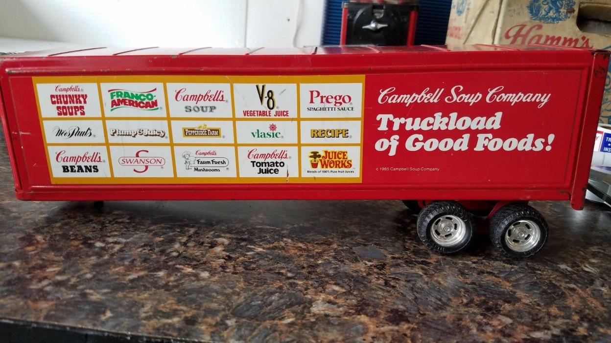 Vintage tin toy Campbell soup semi truck trailer