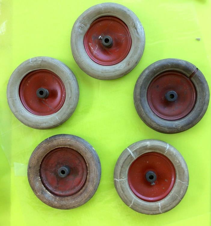 GILBERT ERECTOR Lot of 5 Red Metal Truck Wheels 3