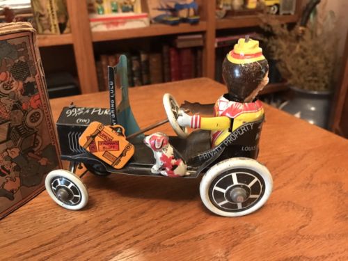 1930's Rare Funny Rider Flivver With Dog Marx Tin Windup With Box - Boxed