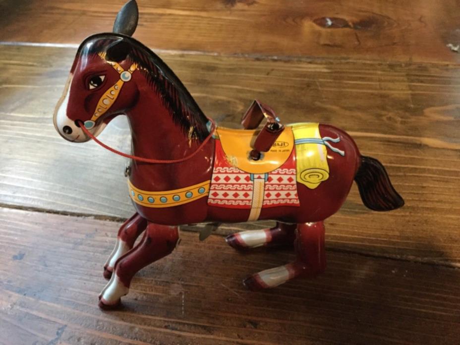 Vintage Tin Litho Wind up Horse HAJI Japan Works somewhat