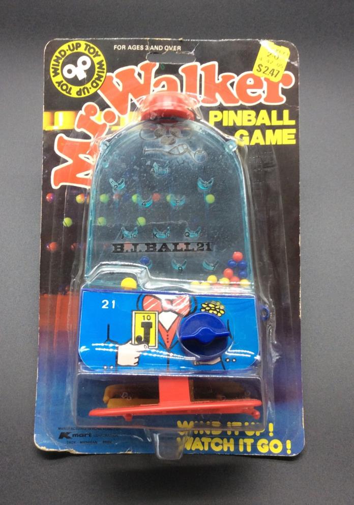 B.J. Ball 21 Mr. Walker Pinball Game Vintage Plastic Wind Up Walking Toy NIP HTF