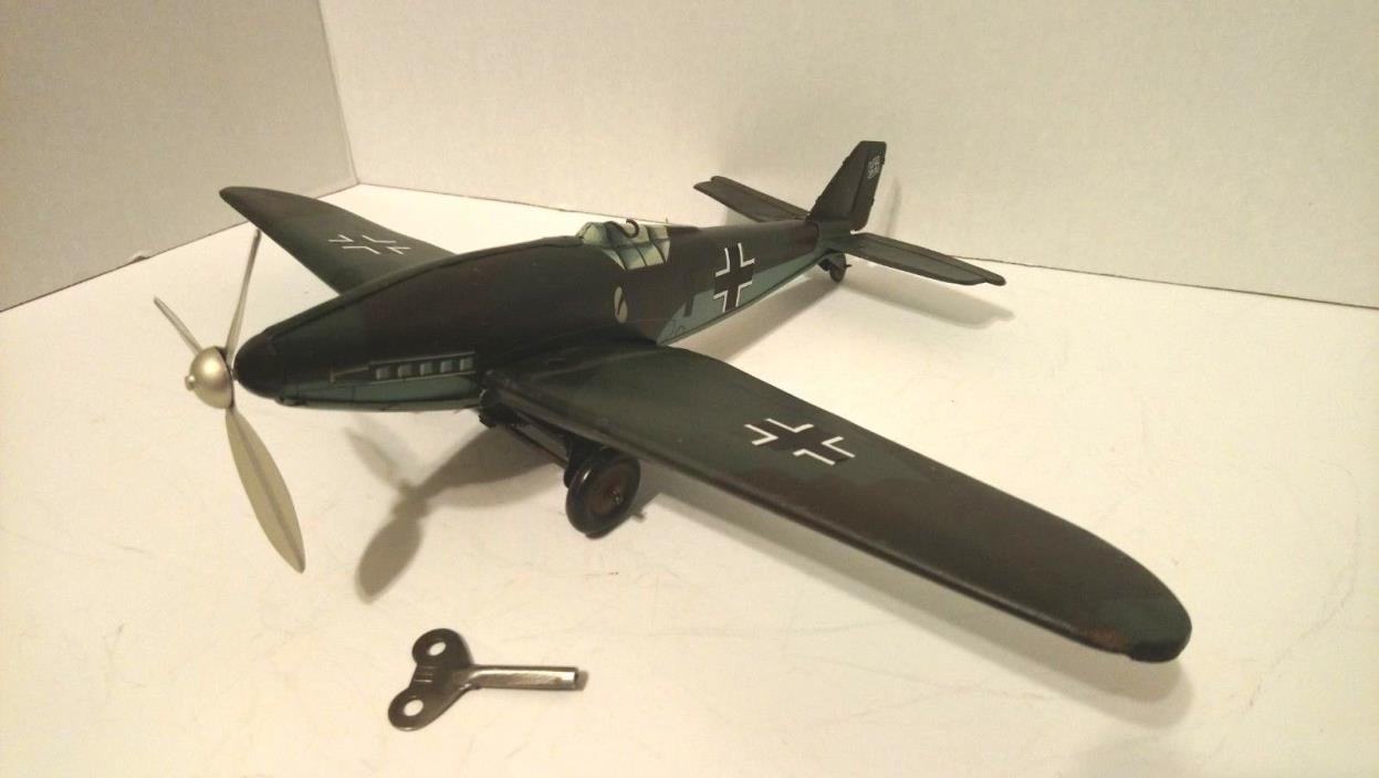 Tipp-Co / Tippco Tin Toy Wind Up Messerschmitt Fighter Airplane Plane 