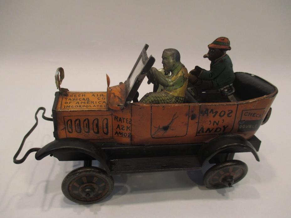 Vintage Antique Marx 1930's  Tin Amos & Andy Fresh  Air Taxi Windup Toy WORKS !!