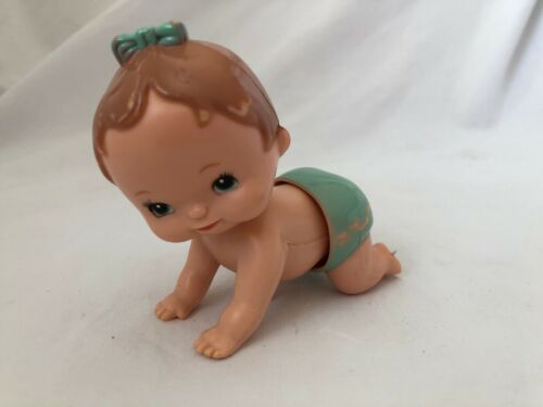 Vintage 1977 TOMY Wind Up CRAWLING BABY Doll WORKS!