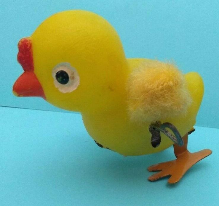 Vintage Plastic and Metal Wind-Up Yellow Chick (not working)