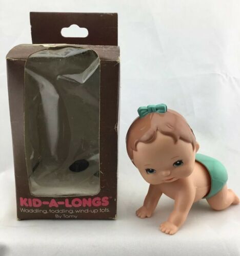 Vintage 1977 Tomy Toy Kid-A-Longs Wind Up Waddling Toddling Tots Crawling Girl
