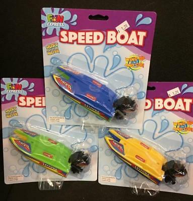 Lot 3 Bathtub Fun Boats Toys Wind Up Water speed boat Toy for Summer Water Game
