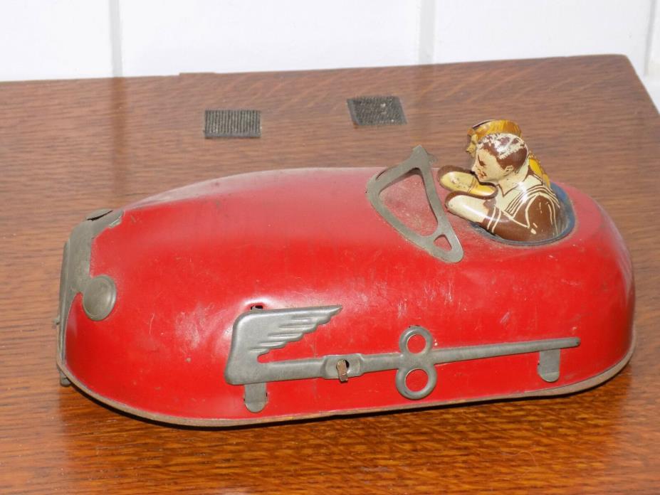 VINTAGE 1930'S LINDSTROM SKEETER BUG DOODLEBUG TIN WIND-UP BUMPER CAR PRE WWI