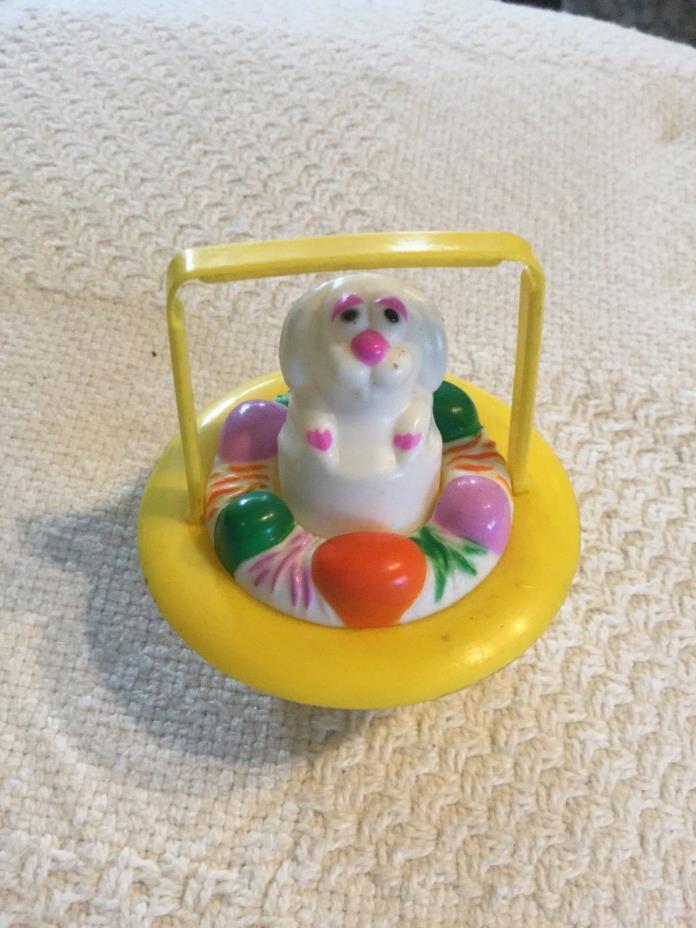 Vtg.Pop-up Rabbit in Easter basket Wind Up Walker Toys Spearhead Ind.