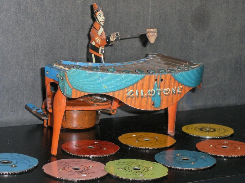 1930 USA Wolverine #48 Zilotone Player Wind Up Toy Musical Automaton In VGC