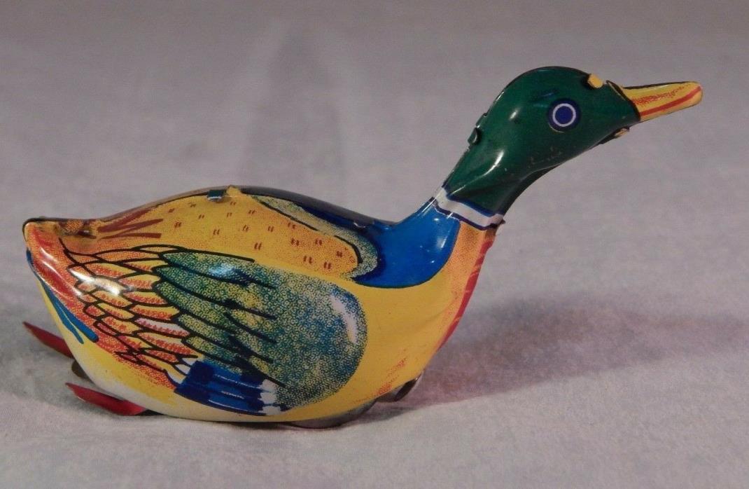 Vintage Tin Litho Mechanical Wind Up Waddle Duck Working Inakita Japan