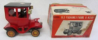 Vtg 1950s TIN LITHO WINDUP TOY Model T Car & Driver FIGURE 8 ACTION Original Box