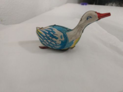 VINTAGE TIN LITHOGRAPH WIND UP MECHANICAL GOOSE DUCK BIRD TOY JAPAN INAKITA