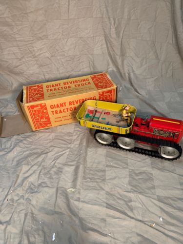 Vintage 1940s 50s Marx Mar Giant Reversing Tractor Truck Works Wind Up Tin Train