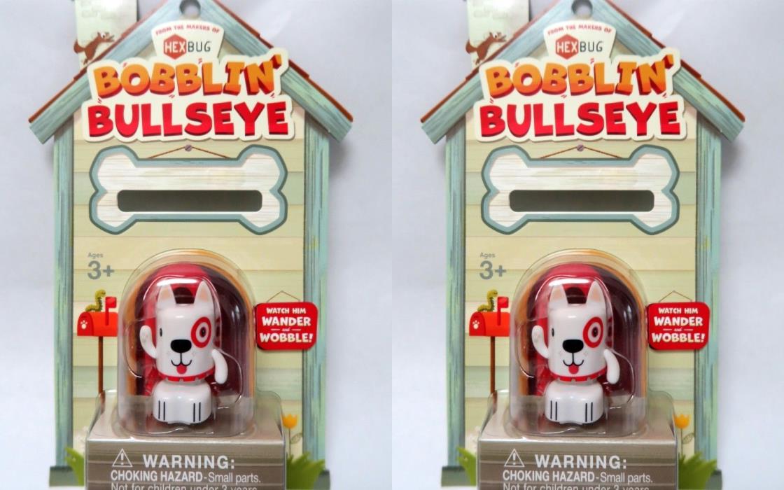 HEX BUG LOT of 2 Target toy Bobble head Bobblin Bullseye Dog *BRAND NEW*