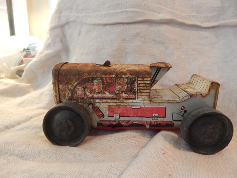 Vintage Marx Tin Litho Wind Up Tractor Toy