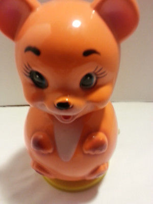 vintage cragstan wind up plastic orange bear