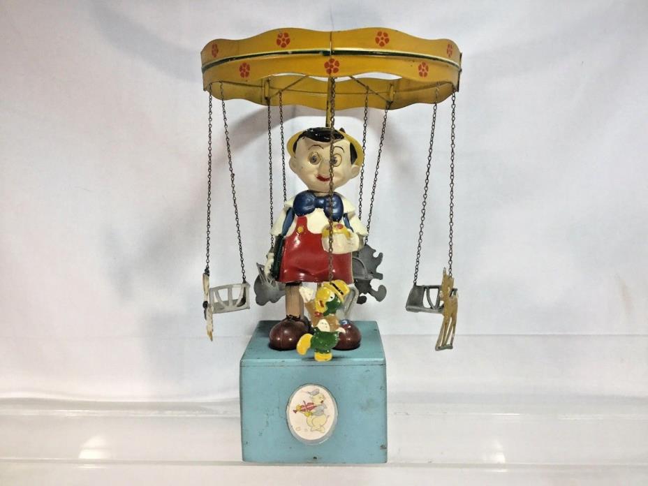 1950s Jouets Creations Of France Pinocchio Windup Carousel Music Box