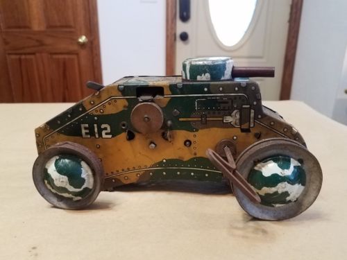 Vintage Marx Army Tank Windup Tin Litho Tank Toy