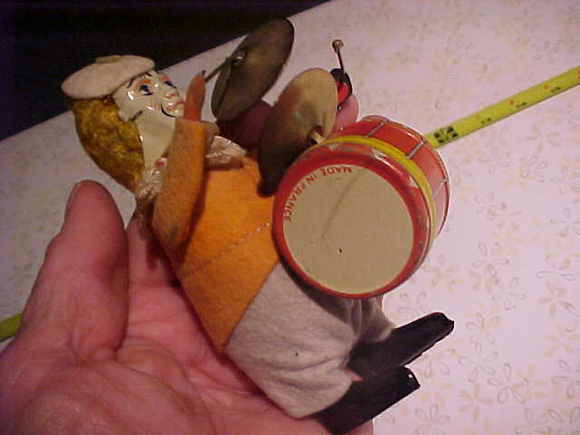Vintage Old French France Tin Toy Clown Windup Wind Up with Key Works Great !