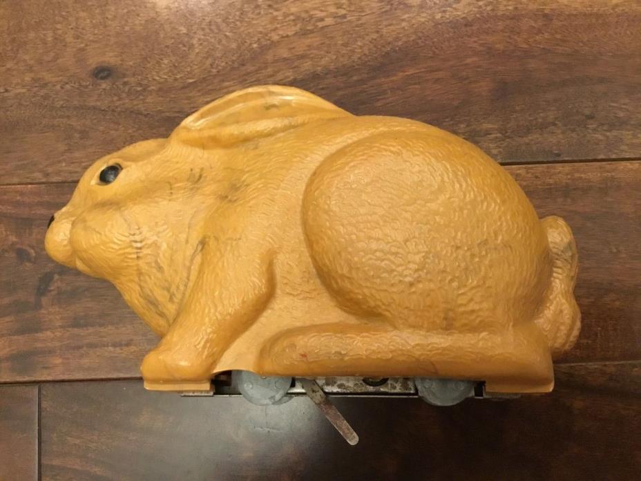 Vintage 50s Louis Marx Wind-Up Bunny Rabbit - Hard Plastic Toy - Works Well!