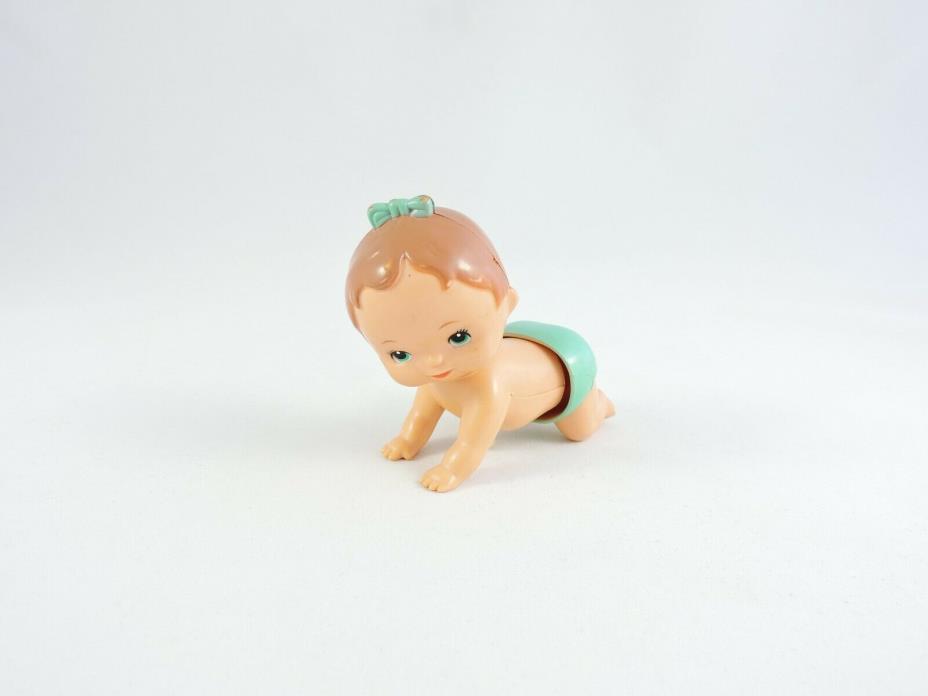 Wind-up Crawling Baby Girl toy 1977 TOMY vintage WORKS babies pre Cabbage Patch