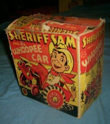 Vintage Working Marx Sheriff Sam and his Whoopee Car Tin Litho Windup Toy W/Box