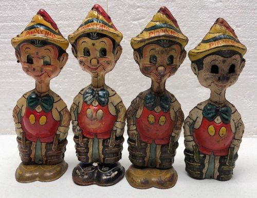 Lot Of 4 Vintage 1939 Marx Tin Litho Wind Up Pinocchio Disney / Parts Repair