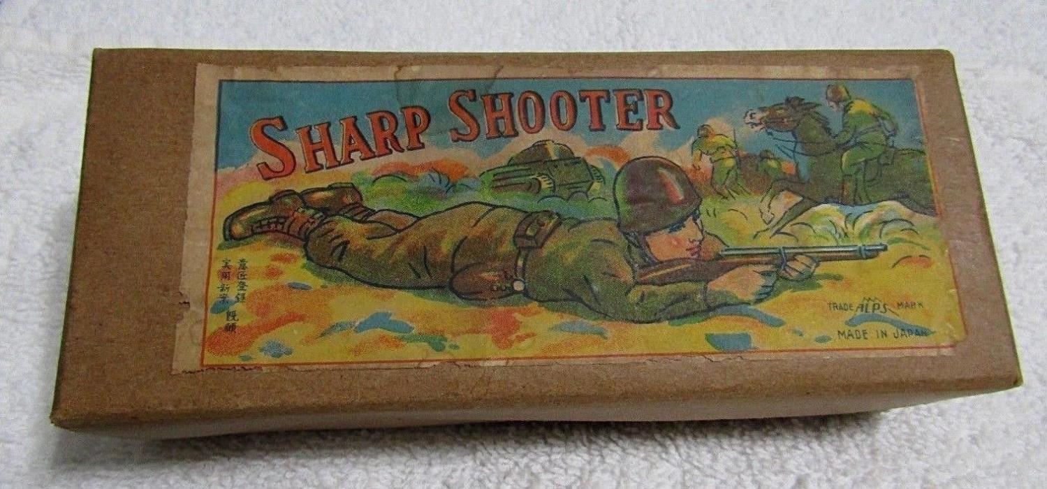 ALPS SHARP SHOOTER Wind-Up Celluloid Toy Made in Occupied Japan Original Box OLD