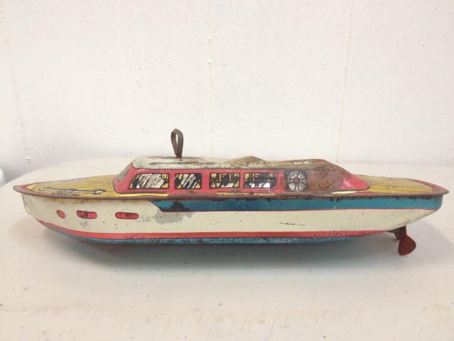 Vintage Wind-Up Tin Mark I Toy Boat by J. Chein & Co. 1950s-60s Does Not Work